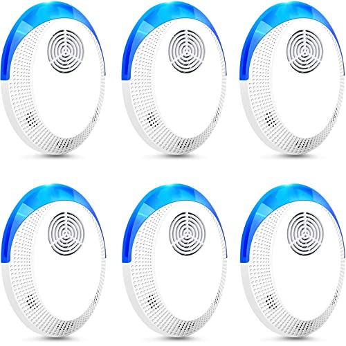 Ultrasonic Pest Repeller Plug in 6 Pack, 2023 Newest Pest Repellent Device Indoor for Insects, Roaches, Mosquitoes, Mouse, Spiders, Bugs Repeller for Bedroom, Kitchen, Living Room, Office, Garage