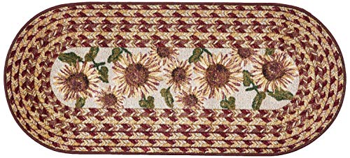 Brumlow Mills Sunflower Braided Pattern Rustic Floral Area Rug for Kitchen, Entryway, Bathroom Mat and Home Décor, 20' x 44'