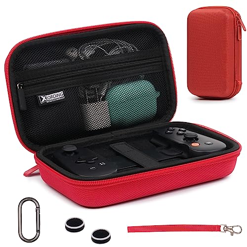 XORDING Carrying Case Compatible with Backbone One, Nylon Hard Shell, Protective Case, with a Wristband, Keychain, and Net Pocket for Accessories Kit (Red)