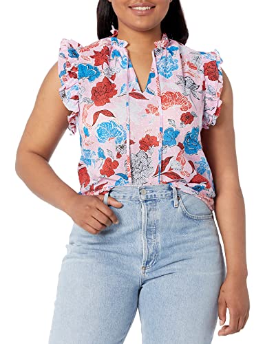 BB DAKOTA womens Flutter Away Top Shirt, Pink, Large US