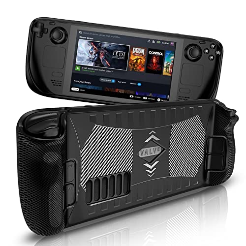 DLseego Steam Deck TPU Protective Case Shockproof Shell Soft Non-slip Cover Durable Full Protection Scratch Resistant Skin - Black