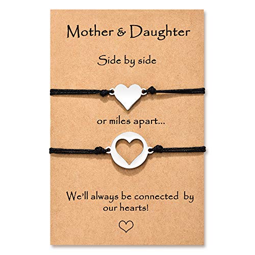 Christmas Gifts for Mom Daughter Gift from Mom Gifts from Daughter Mother Daughter Bracelets Birthday Christmas Gifts for Mom Matching Heart Wish String Bracelet