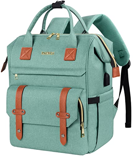 kasibon 15.6 inch Laptop Backpack for Women, Large Wide Top Open Travel Backpack Work Bag Water Resistant Anti Theft Backpack with Charging Port