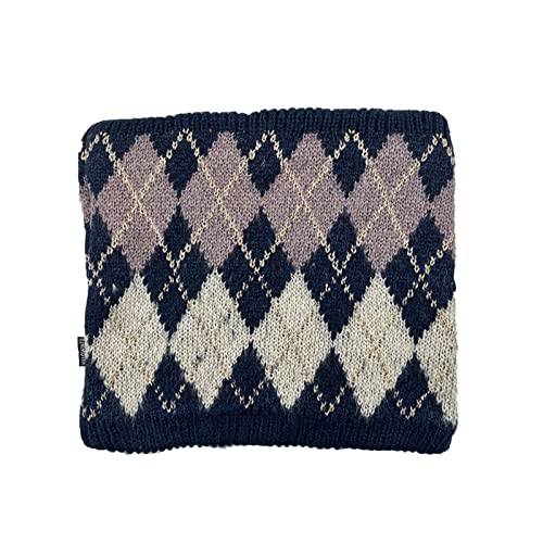 FAMOORE Ski Gaiter Fleece Winter Ski Neck Guard Diamond Grid Plus Velvet Thickened Knitted Head Womens Scarfs Winter for Head