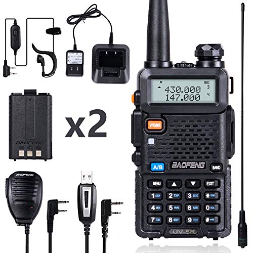 BaoFeng UV-5R 8 Watt Ham Radio BaoFeng Radio with Extra 1800mAh Battery and 771 Antenna Dual Band Ham Radio Handheld includes Full Kit Walkie Talkie
