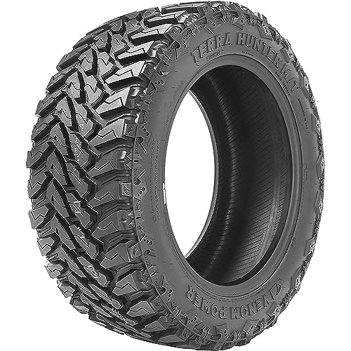 Venom Power Terra Hunter M/T Mud Off-Road Light Truck Radial Tire-33X12.50R22LT 33X12.50X22 33X12.50-22 114Q Load Range F LRF 12-Ply BSW Black Side Wall
