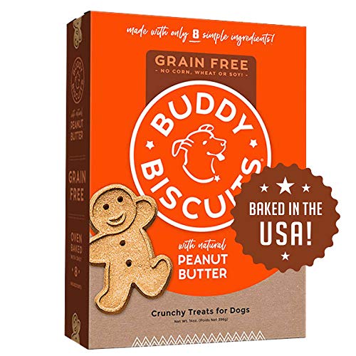 Buddy Biscuits Grain Free Dog Treats, Baked in USA, Large Size Treat with Natural Peanut Butter 14 oz.