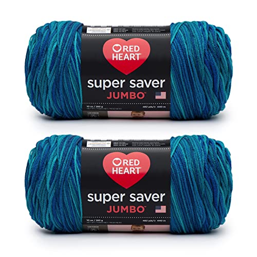 Red Heart Super Saver Jumbo Macaw Yarn - 2 Pack of 283g/10oz - Acrylic - 4 Medium (Worsted) - 482 Yards - Knitting/Crochet