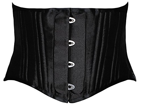 SHAPERX Women's 26 Steel Boned Corset Short Torso Heavy Duty Waist Trainer Corset for Weight Loss, SZ1934-Black-S