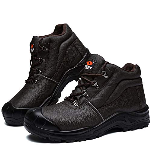 DRKA Water Resistant Steel Toe Work Boots For Men,6'' EH-Rated Safety Boots(19977-dkbrn-9)