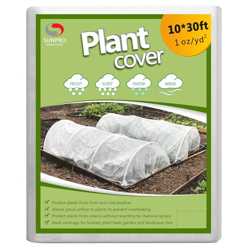 SUNPRO Plant Covers Freeze Protection,10Ft x 30Ft Reusable Floating Row Cover, Freeze Protection Plant Blankets for Cold Weather 1.0 oz/yd² (Support Hoops Not Included)