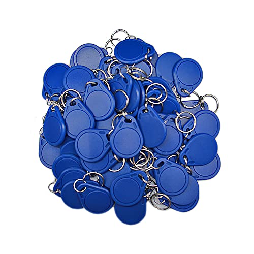 MINDRFID RFID Key fob 13.56MHz F08 Token Key Tags UID Read Only for Access Control System - Blue (Pack of 50)