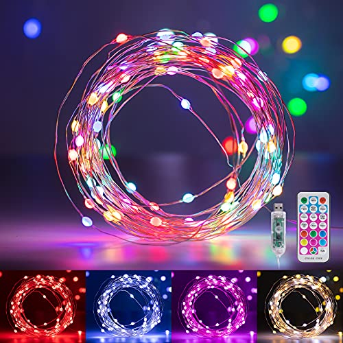 Fairy Lights Color Changing - 33 FT 100 LED String Lights with Remote, 11 Modes USB Powered Christmas Lights Indoor, Waterproof Twinkle Lights for Bedroom Classroom Xmas Halloween Party Dorm Outdoor