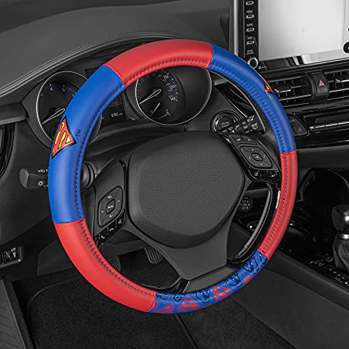 Superman Car Steering Wheel Cover - Steering Wheel Cover with Officially Licensed Warner Brothers Graphics, Great Automotive Accessory Gift Idea for Fans
