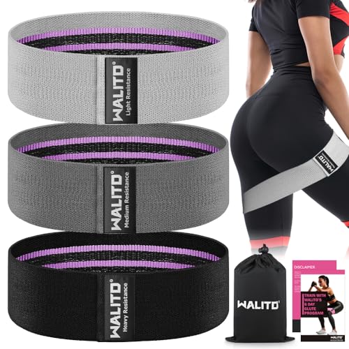 WALITO Resistance Bands for Legs and Butt, Fabric Exercise Loop Bands Yoga, Pilates, Rehab, Fitness and Home Workout, Strength Bands for Booty