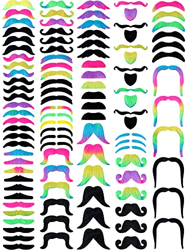 Giegxin 175 Pcs Fake Mustaches Bulk for Kids Stick on Mustache Kids Mustaches Self Adhesive Sticker Mustaches School Classroom Costume Beard Self Adhesive Novelty Mustache Stickers(Cute Style)