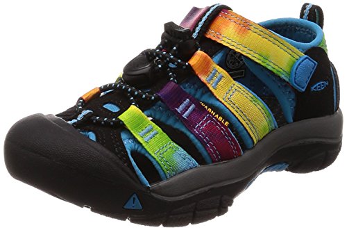 KEEN Unisex-Child Newport H2 Closed Toe Water Sandals, Rainbow Tie Dye, 3 Big Kid US