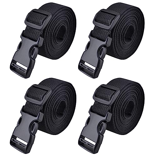 TRIWONDER Tie Down Straps Buckle Lashing Strap Luggage Belt for Suitcase Travel Packing Cargo Trucks Accessories for Bike Rack Backpack Sleeping Bag Box 4 Pack (Black - 8.21ft)