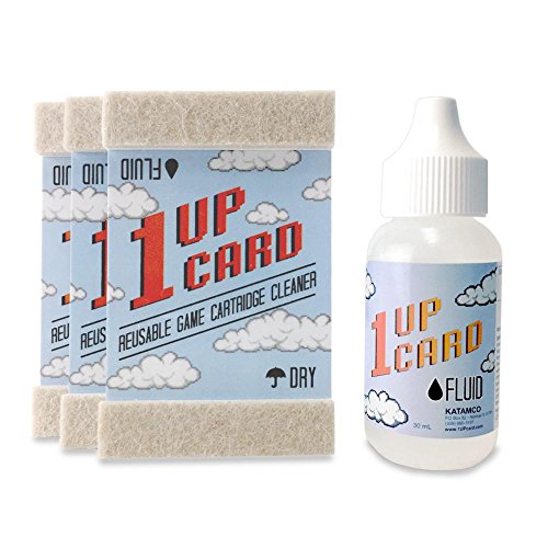 1UPcard Video Game Cartridge Cleaning Kit | 3 Pack of Cards with Cleaning Fluid | Compatible With Nintendo, Super NES, Sega Genesis, N64, Gameboy, Atari & More