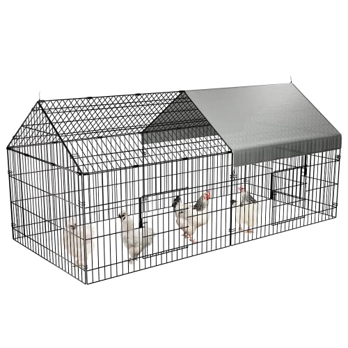 PawGiant Chicken Coop 86'×40' Chicken Run Pen for Yard with Cover Outdoor Metal Portable Chicken Tractor Cage Enclosure Crate Outside for Small Animals Duck Rabbit Hen