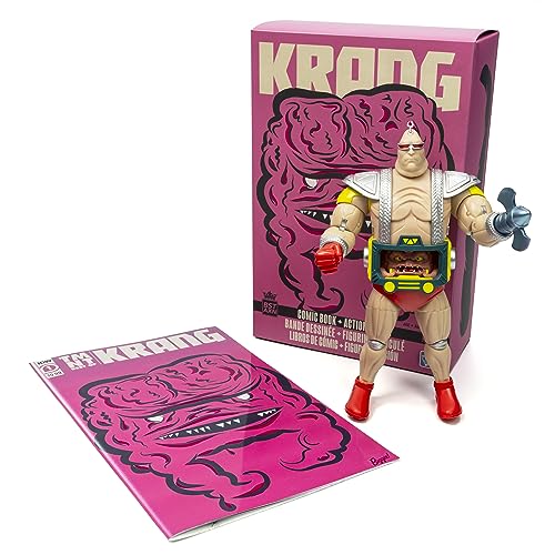The Loyal Subjects Teenage Mutant Ninja Turtles Krang with Throwback Robot BST AXN 8-inch XL Action Figure & 100-page #1 Best of Krang IDW Comic Book
