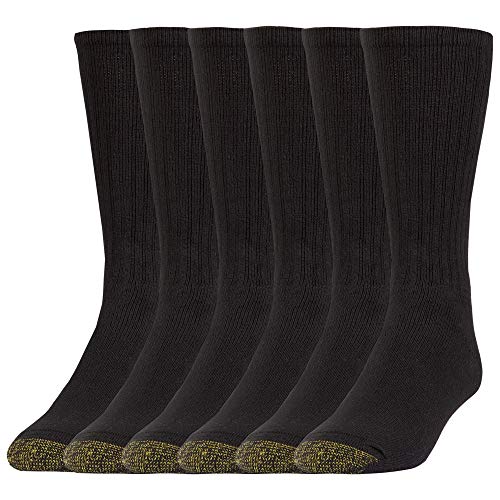 GOLDTOE Men's Harrington Crew Socks, Multipairs, Black (6-Pairs), Large