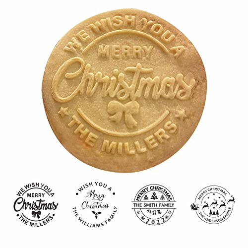 2023 Personalized Christmas Cookie Stamp Christmas Cookie Mold With Your Name 3d Raised Design Merry Christmas Personalized Cookie (Design-A)