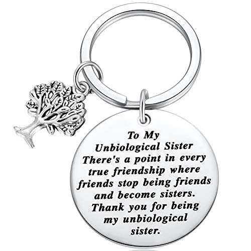 Ralukiia to My Unbiological Sister Friendship Gift Non-Biological Sister Thank You Key Chains with Tree of Life Charm for Soul Sister Special Friend Sister in Law
