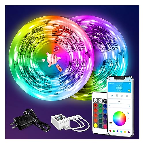 DAYBETTER LED Strip Lights 130ft (2 Rolls of 65.6ft) Color Changing Lights Strip for Bedroom, Desk, Indoor Room Bedroom Brithday Gifts RGB Decor with Remote and 24V Power Supply