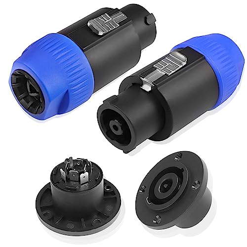 MEIRIYFA 8 Pole Speakon Connector Plug,NL4 Speak-On 8 Pin Male Audio Speaker Twist Lock Plugs and Female Panel Mount Plug Adapter for NL8FC, NL8FX, NLT8X, NL8FC, NL8FX (2Pack)
