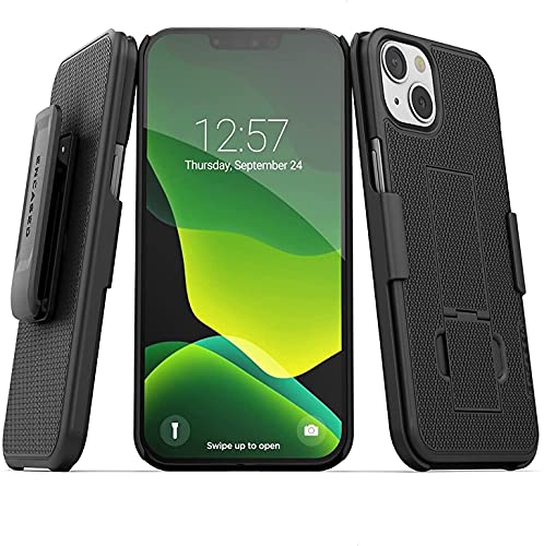 Encased DuraClip Designed for iPhone 13 Belt Clip Case (2021) Slim Phone Cover with Holster - Black