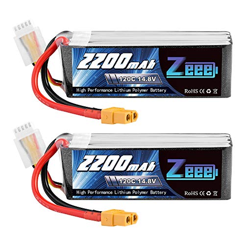 Zeee 4S Lipo Battery 2200mAh 14.8V 120C with XT60 Plug RC Graphene Battery for RC Models RC Boat FPV Drone Quadcopter Helicopter Airplane RC Car(2 Pack)