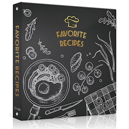 Recipe Binder 8.5x11 3 Ring, Recipe Book to Write in Your own Recipes, Family Recipe Binder Full Page with Plastic Sleeves for Christmas Gifts (Blackboard Painting)