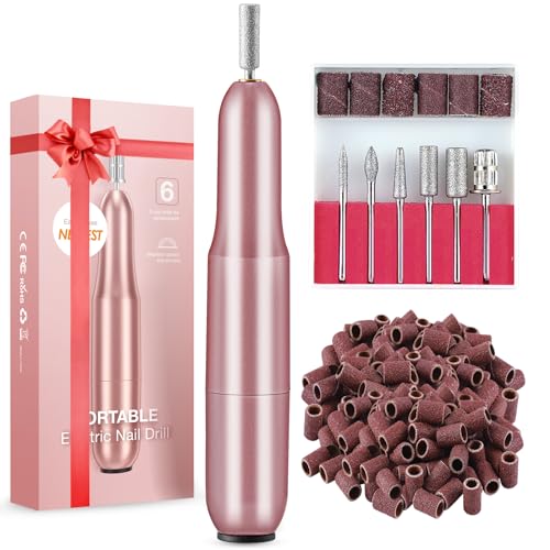 Electric Nail Drill File Professional: for Acrylic Gel Dip Powder Nails Portable Nail Drill Machine Kit Manicure Pedicure Tools Polishing Set with Nail Drill Bits Sanding Bands