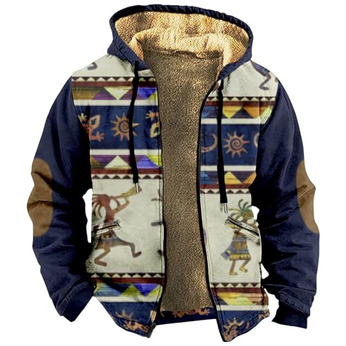 Mens Vintage Fleece Jacket Sherpa Lined Winter Coats Mens Spandex Long Sleeve Shirt Long Sleeve Tee Shirts Pack 16 Year Old Boy Gift Ideas Jacket for Men with Pocket（5-Multicolor,Large）