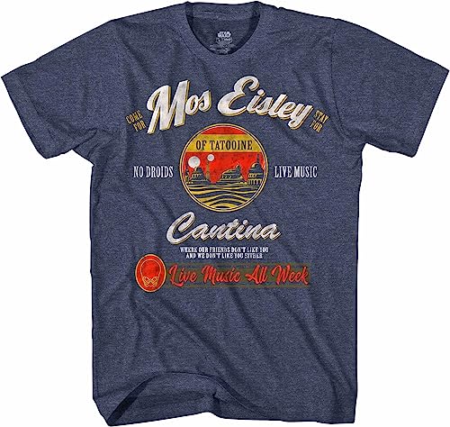STAR WARS Mos Eisley Cantina Tatooine Men's Adult Graphic Tee T-Shirt (Medium) Navy Heather