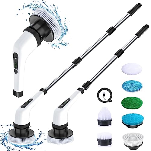 MGLSDeet Electric Spin Scrubber Rechargeable Cleaning Brush with 7 Replaceable Brush Heads, Cordless and Portable Power Scrubber, Electric Bathroom Scrubber for Cleaning Tile, Window, Floor, Tub, Car