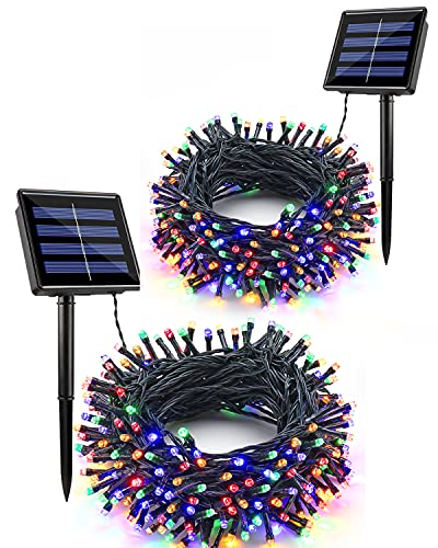 Flacchi 2 Pack Solar String Lights Total 144FT 400 LED 8 Modes Outdoor String Lights Waterproof Solar Fairy Lights for Garden, Patio, Fence, Balcony, Outdoors,Holiday Decoration (Multi-Color)