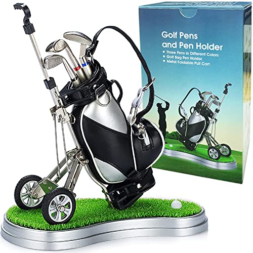Jishi Golf Pen Holder Desk Accessories, Golf Gifts for Men Golfers Unique Christmas Stocking Stuffers for Men Women Golfers Dad Boss, White Elephant Gifts for Adults Funny Useful Office Supplies Decor