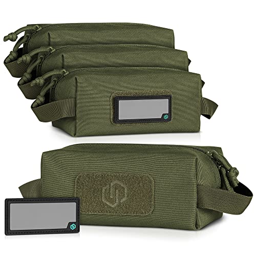 Savior Equipment Loose Sacs 4-Pack Tactical Ammo Pouch Firearm Ammunition Carrier Bag, ID Patches Included, Rifle Carbine Pistol Revolver Ammos Transportation Soft Case Hunting Shooting Range Gear