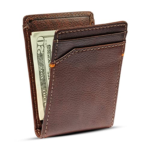 House of Jack Co. JACK Bifold Money Clip Wallet | Super Strong Interior Magnetic Clip | Slim Front Pocket Wallet | Exterior ID Window