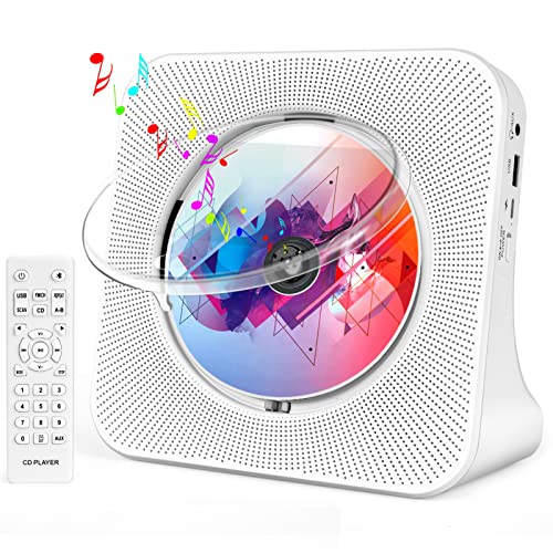 Desktop CD player with speakers, ROADOM CD players for home, Bluetooth CD player with Hi-Fi Stereo Sound,Remote Control,Supports CD/Bluetooth/FM Radio/U Disk/AUX/Timer/Repeat