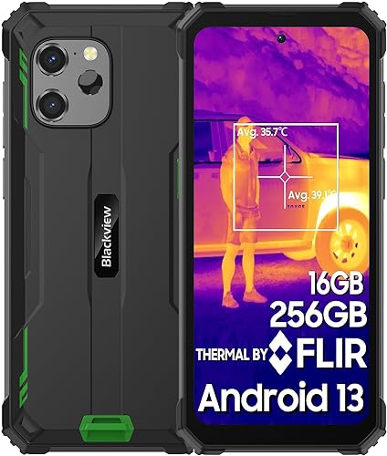 Blackview Rugged Smartphone Unlocked, 2023 BV8900 (FLIR Thermal Image Camera) Rugged Phone, 16GB RAM+256GB ROM(up to 1TB), Android 13, 10000mAh 33W Fast Charge, 6.5” 2.4K Display, 64MP Camara, NFC