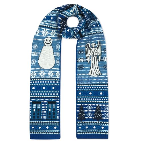 Doctor Who Christmas Scarf - Official Merchandise - TARDIS, Weeping Angles, Snowmen