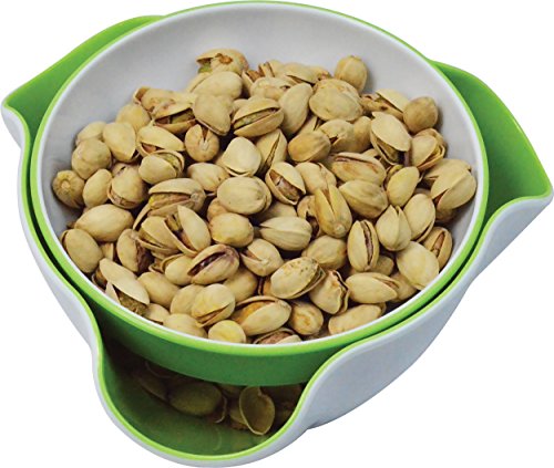 Southern Homewares Double Party Pedestal Serving Dish, Inside Green For Peanuts, Pistachios, Fruits, Candy, and Snacks