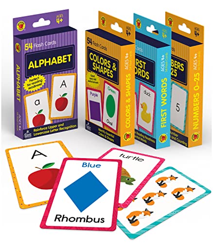 Carson Dellosa 4-Pack Preschool Flash Cards for Toddlers Ages 2-4 Years Old, 211 Numbers, Sight Words, Colors, Shapes, and Alphabet Flash Cards, Toddler Learning Flash Cards for Toddlers