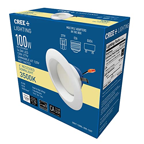 Cree Lighting Pro Series CR6T LED Downlight, 1200 Lumens, 3500K Warm White, 1-Pack