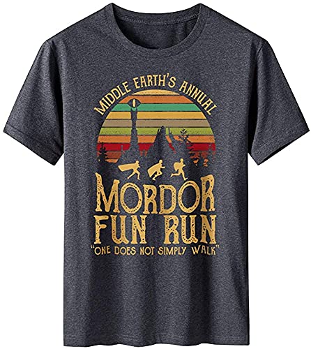 Eastry Middle Earth's Annual Mordor Fun Run one Does not Simply Walk T-Shirt for Men(Grey,M)