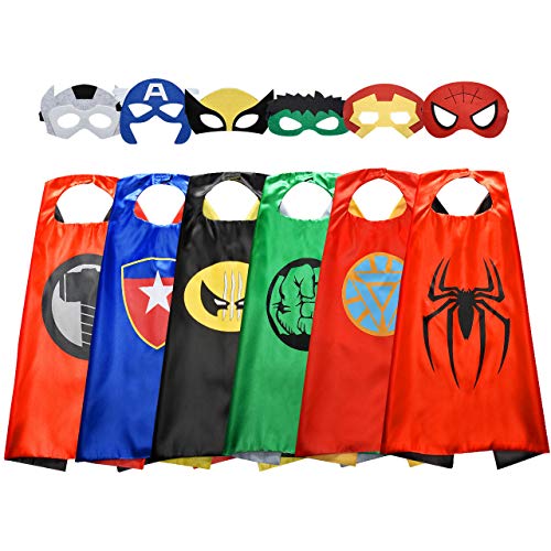 Roko Superhero Capes for Kids Cool Halloween Costume Cosplay Festival Party Supplies Favors Dress Up Cloth Gifts for 3-12 Year Old Boys Girls Toys Age 3-10 Xmas Christmas Stocking Filler Stuffers