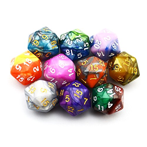 Smartdealspro 10-Pack 20 Sided Dice D20 Polyhedral Dice for DND RPG MTG Table Game (Color 2)